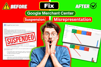 fix google merchant center suspension misrepresentation issue, gmc, shopping ads