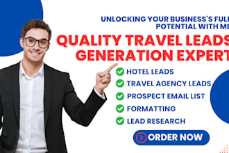 generate travel leads, travel agency tourism hotel booking leads vacation leads