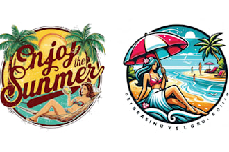 design colorful beauty beach surfing summer pool spa logo