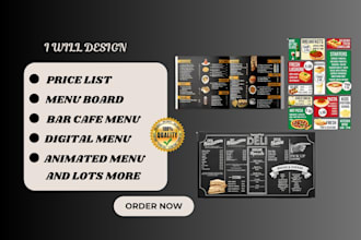 price list, menu board, bar cafe animated digital TV screen restaurant menu