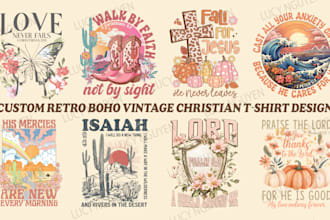 create retro boho vintage christian tshirt designs