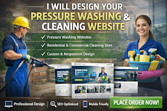 design pressure washing website, cleaning website, commercial cleaning website