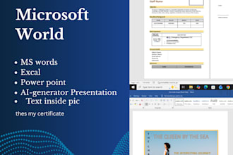 provide professional formatting of excel, word and powerpt