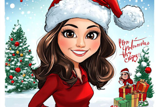 draw unique christmas cartoon caricature