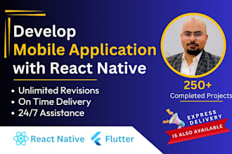 develop mobile app using react native, android app, ios app
