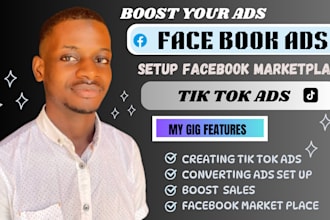 setup facebook marketplace, fb shop ads, or tiktok ads video