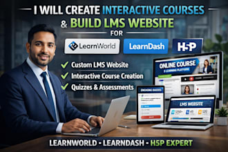 create interactive courses and build lms website for learnworld, learndash, h5p