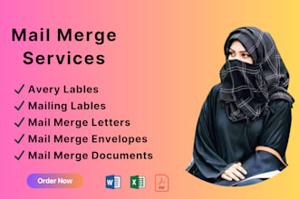 create mail merge for mailing labels, letters or envelopes within 1 hour