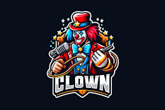 design different clown, joker, magic mascot logo in 24 hours