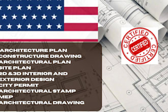 draw architecture plan floor stamp as civil structural city permit for florida