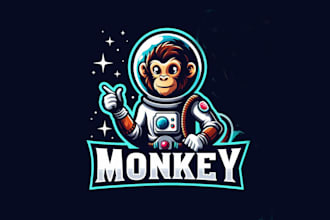 design creative space monkey esport mascot logo in 24 hours