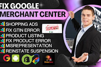 create google merchant center, fix gmc suspension misrepresentation, gtin error