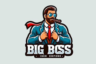 make an amazing big boss, king, mafia mascot logo in one day