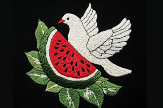 design watermelon dove embroidery logo