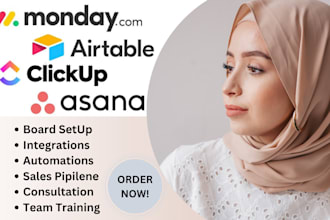 customize workflow integrate automate monday crm, make com, clickup asana notion