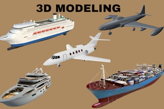 do 3d ship model yacht 3d airplane rendering animation  container 3d boat design