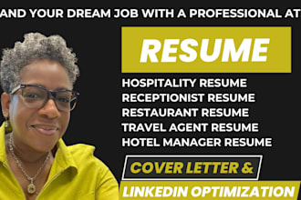 write hospitality, tourism, restaurant, receptionist, resume