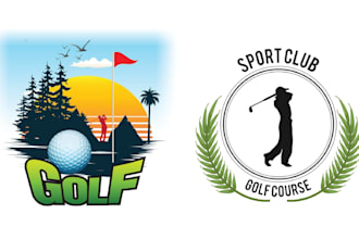 create sport hand drawn golf logo and t shirt design