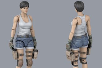 create 3d articulated model action figure design weapon model for 3d printing
