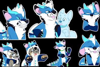 draw furry telegram stickers, discord stickers, furry animated telegram sticker