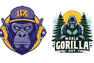 create vintage monkey gorilla badge logo
