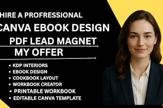design editable canva template, ebook workbook, kdp journal children, cookbook
