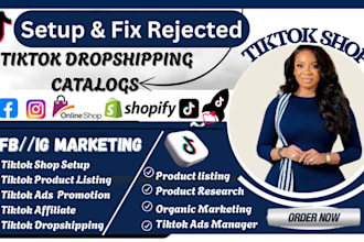 setup, manage tiktok shop dropshipping, facebook shop, instagram shop tiktok ads