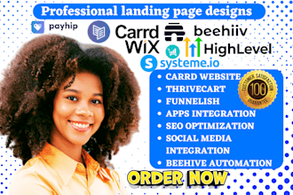 design carrd website, carrd landing page, wix, thrivecart, beehive, systemi io