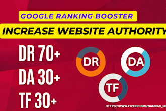 increase domain rating ahrefs DR 70 domain authority moz da tf with SEO backlink