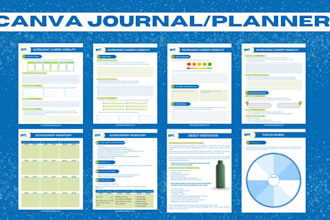 design custom editable journal,planner ,workbook  using canva