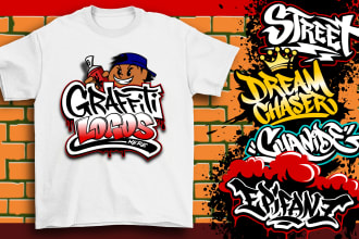 do a typography t shirt logo design in my graffiti style