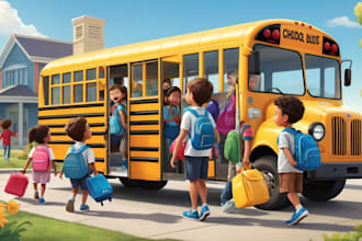illustrate 3d african american children book illustration, children story book