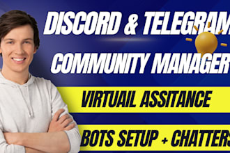 be crypto community manager discord, telegram community moderator virtual assist
