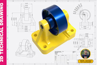 draw 2d technical drawings and 3d product rendering in solidworks