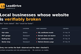 build you a UK local business lead list with every website checked