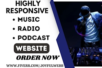 design music website radio station artist podcast website using wix, wordpress