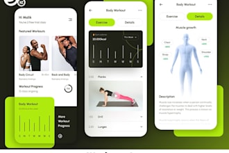 develop fitness app, work out app, gym app, health app and exercise app