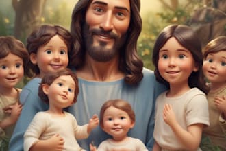 illustrate 3d african american  christian story book illustration, biblestory