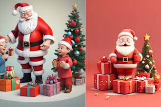 design 3d african american christmas illustration, xmas story, storybook