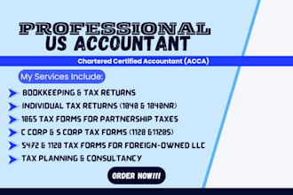 do corporate income tax returns as CPA irs, 1040, 1120, 5472, 1065 us llc tax