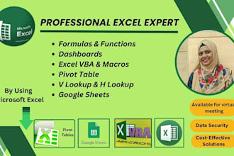 be excel and google sheet expert on formulas, macros, pivot table and dashboard