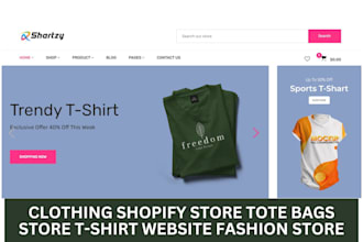 design clothing shopify store tote bag store tshirt website fashion store