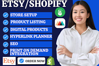 design etsy digital products hyperlink planner setup etsy tiktok shop pod seo