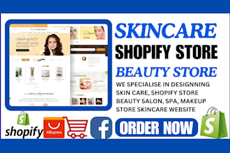 design skin care, shopify store beauty salon, spa, makeup store skincare website
