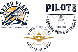 create vintage retro airplane flight aviation logo