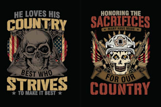 do eagle US army skull veteran t shirt logo design and vector illustration
