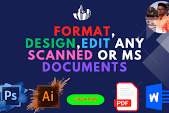 edit text, proofread, design and format document