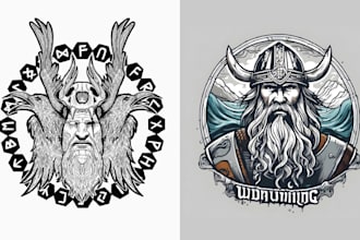 make viking skull warrior logo with helmet vector illustration