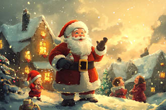 do a cartoon caricature holiday, winter or christmas card