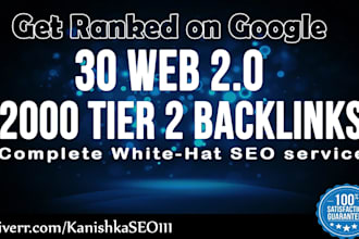 do 30 web 2 0 link building, 2000 tier 2 backlinks for SEO with login